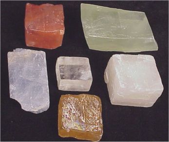 Assorted colors 
of Calcite from www.minerals.net